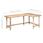 vidaXL Bureau 180x120x76 cm Bois de manguier massif