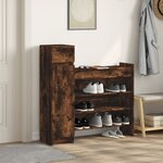 vidaXL Armoire à chaussures chêne fumé bois d'ingénierie