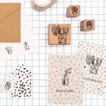 7 tampons en bois avec encreur - plantes d'intérieur