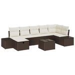 vidaXL Ensemble de canapé de jardin 8 Pièces Marron Poly rotin