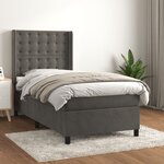 vidaXL Sommier à lattes de lit et matelas Gris foncé 90x190 cm Velours