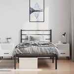 vidaXL Cadre de lit métal sans matelas avec tête de lit noir 100x190cm