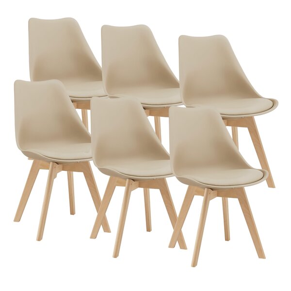 Lot de 6 chaises de salle à manger similicuir hêtre beige 03_0006777