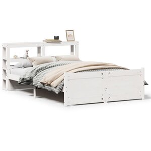 vidaXL Cadre de lit et tête de lit sans matelas blanc 135x190 cm