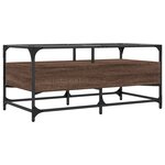 vidaXL Table basse et dessus en verre chêne marron 98 5x50x45 cm acier