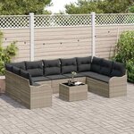 vidaXL Ensemble de canapé de jardin 10 Pièces Gris clair polyrotin