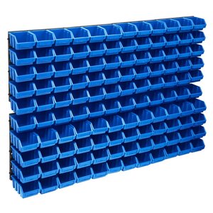 vidaXL Kit de bacs de stockage et panneaux muraux 128 Pièces Bleu et noir