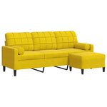vidaXL Canapé à 3 places avec repose-pieds jaune 180 cm velours