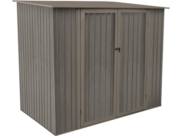 Abri jardin métal "Bois vieilli 75" - 3 17m² - 215 x 145 x 195/175 cm - Gris