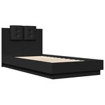 vidaXL Cadre de lit avec tête de lit noir 90x190 cm bois d'ingénierie