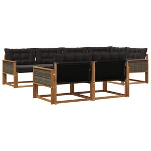 vidaXL Ensemble de canapés d'extérieur 7 pc Naturel et noir