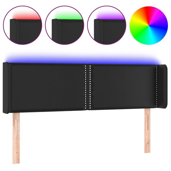 vidaXL Tête de lit à LED Noir 147x16x78/88 cm Similicuir
