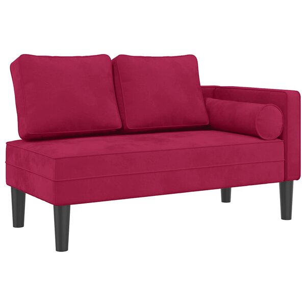 vidaXL Chaise longue avec coussins rouge bordeaux velours
