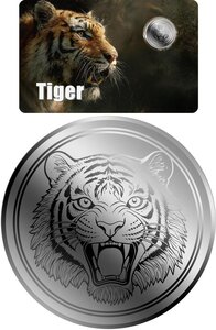 Monnaie TIGER 1/500 Oz Platine 25$ Liberia 2026 (PRÉCOMMANDE)