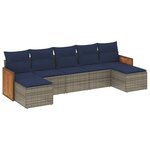 vidaXL Salon de jardin 7 Pièces avec coussins gris résine tressée