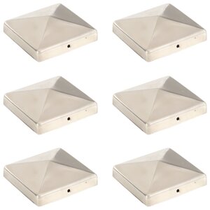 vidaXL Bouchons de poteau de clôture pyramidaux 6 Pièces Inox 101x101 mm
