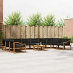 vidaXL Ensemble de canapés d'extérieur 11 Pièces Naturel et Noir
