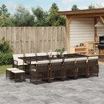 vidaXL Ensemble à manger de jardin avec coussins 15 Pièces marron rotin