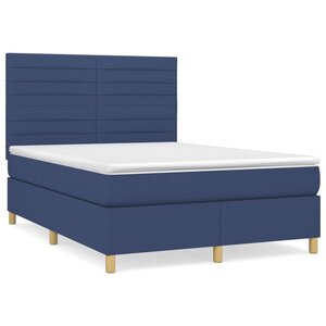 vidaXL Sommier à lattes de lit avec matelas Bleu 140x200 cm Tissu