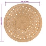 vidaXL Tapis Design tressé Jute 180 cm Rond
