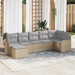 vidaXL Ensemble de canapé de jardin 7 Pièces Beige Poly rotin