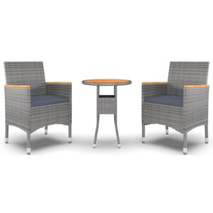vidaXL Ensemble à manger de jardin 3 Pièces Résine tressée Gris