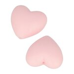 2 perles silicone coeur - 29 x 19 x 12 mm - rose poudré