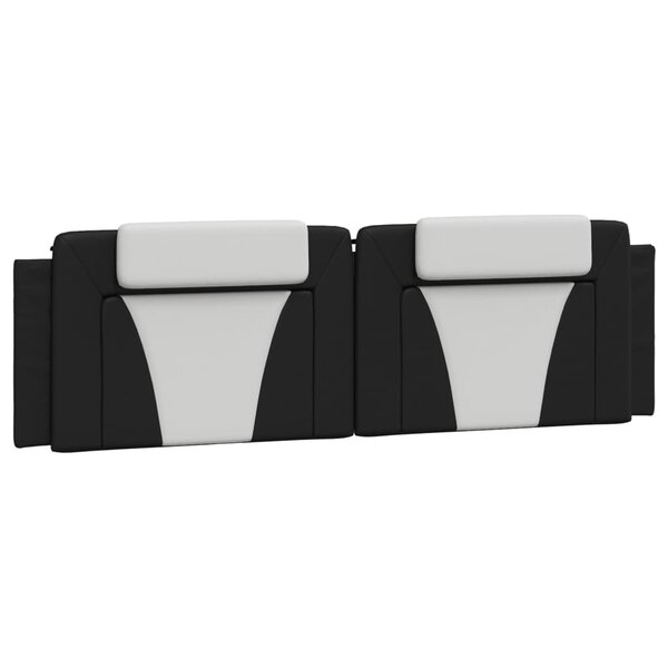 vidaXL Coussin de tête de lit noir et blanc 180 cm similicuir