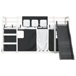 vidaXL Lit superposé sans matelas avec toboggan blanc noir 80x200 cm