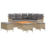 vidaXL Ensembles de meubles 7 Pièces Beige et Gris clair Rotin PE