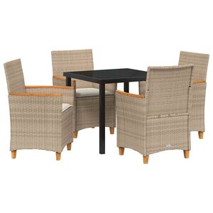 vidaXL Ensemble de salle à manger pour jardin 5 Pièces Beige polyrotin