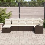 vidaXL Ensemble de canapé de jardin 7 Pièces Marron polyrotin