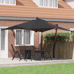 vidaXL Parasol de jardin en porte-à-faux avec mât en bois anthracite
