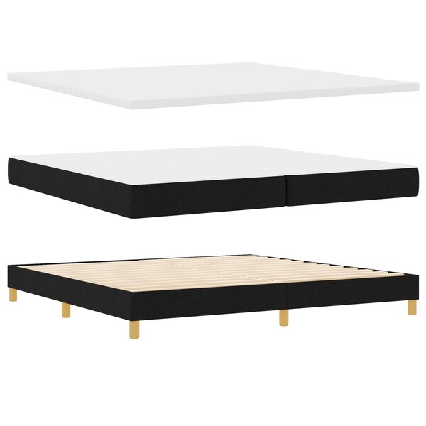 Lit Box Spring vidaXL avec Matelas Noir 200x200 cm Tissu