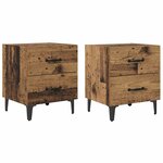 vidaXL Armoire de lit avec tiroir 2 Pièces Bois ancien 40 x 35 x 47.5 cm