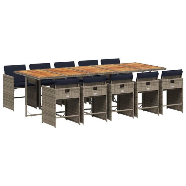 vidaXL Ensemble à manger de jardin 11 Pièces coussins gris résine tressée