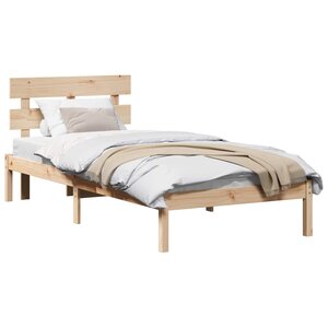 vidaXL Cadre de lit Marron 75 x 190 cm Bois de pin massif