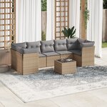 vidaXL Salon de jardin avec coussins 8 Pièces beige résine tressée