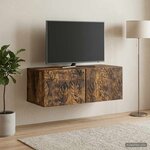 vidaXL Meuble TV mural 59 5 x 41 x 30 cm Chêne fumé Bois d'ingénierie