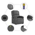 vidaXL Fauteuil inclinable de massage électrique gris similicuir