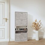 vidaXL Armoire à chaussures Gris béton 59x17x150 cm Bois d'ingénierie