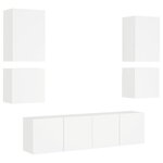 vidaXL Unités murales TV 6 Pièces blanc bois d'ingénierie