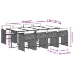 vidaXL Ensemble à manger de jardin et coussins 9 Pièces marron poly rotin