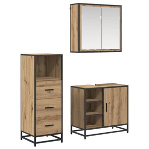 vidaXL Ensemble de mobilier de salle de bain 3 Pièces Chêne artisanal