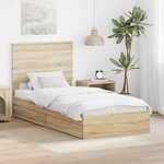 vidaXL Lit de Rangement Chêne Sonoma 90 x 200 cm Bois d'ingénierie