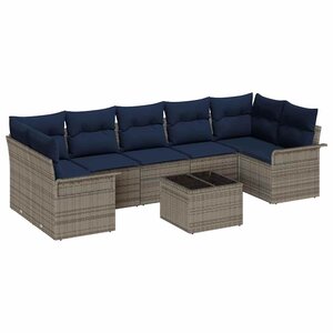 vidaXL Ensemble de canapé de jardin 8 Pièces Gris polyrotin