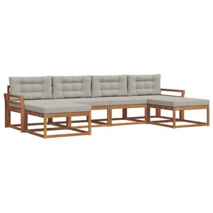 vidaXL Ensemble de canapés d'extérieur 6 pc Gris Naturel et Clair