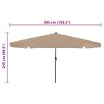 vidaXL Parasol de jardin LED 395x245 cm Taupe