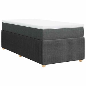 vidaXL Sommier à lattes de lit avec matelas Gris foncé 90x200 cm Tissu