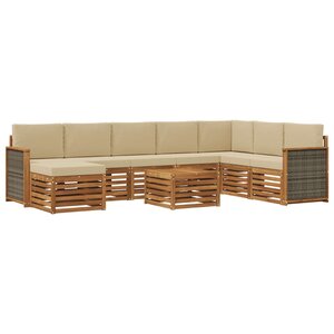 vidaXL Ensemble de canapés d'extérieur avec coussin 7 Pièces Naturel